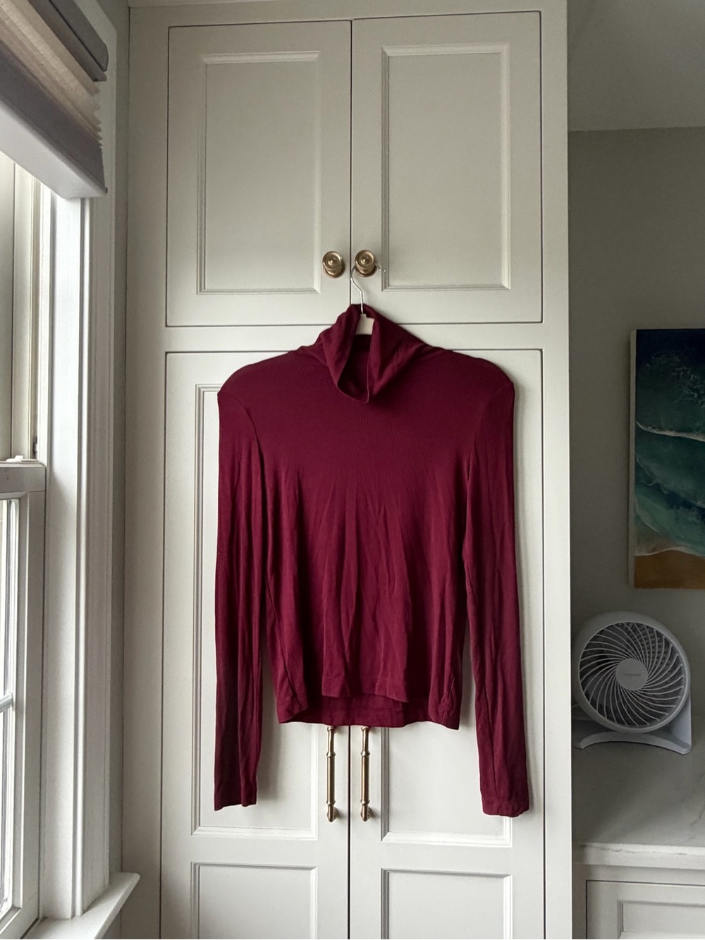 LOFT Wine Red Long-Sleeve Turtleneck Top